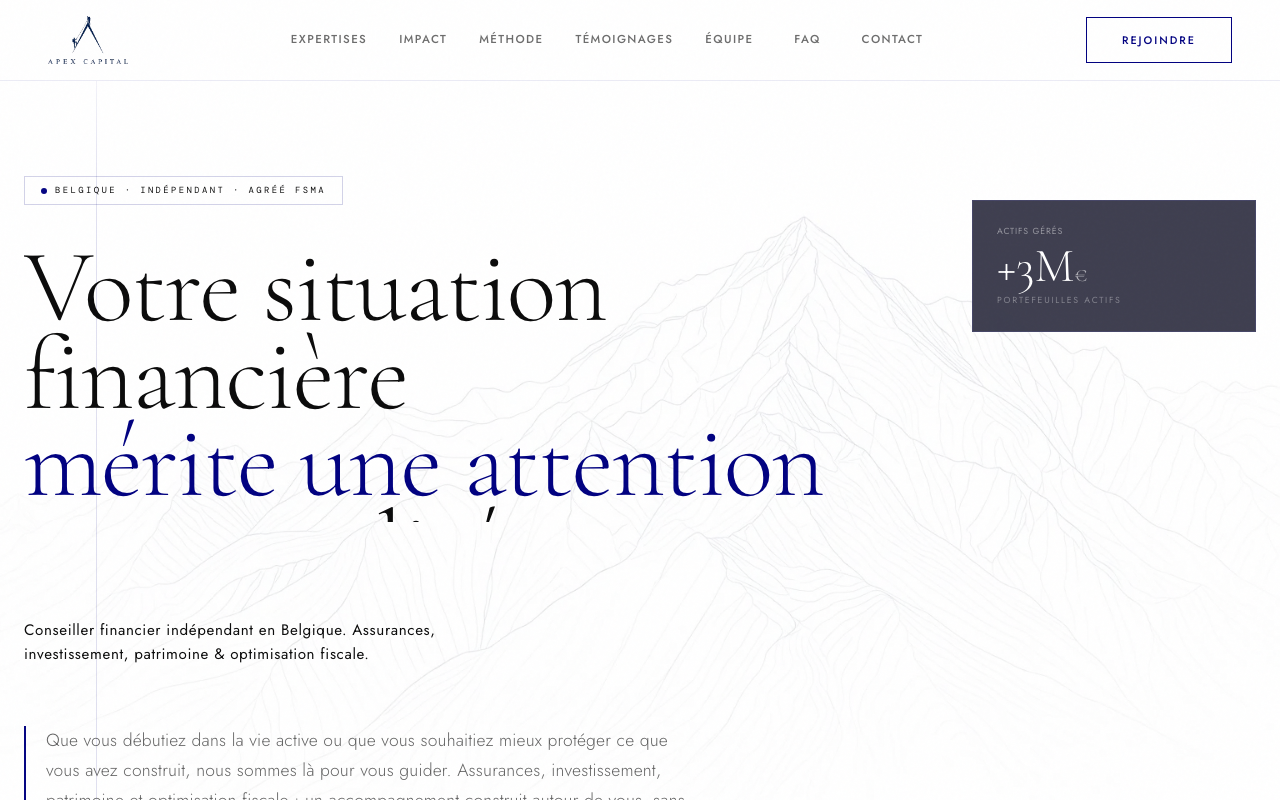 Site web Apex Capital, gestion de patrimoine