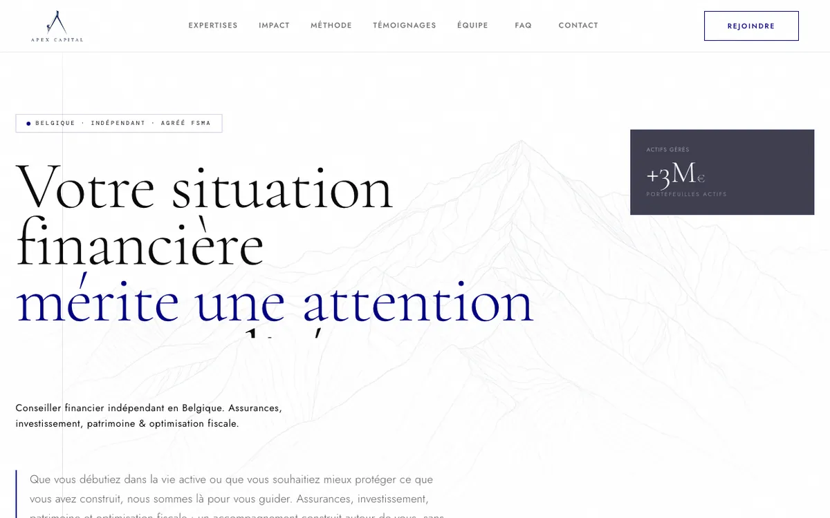 Site web Apex Capital, gestion de patrimoine